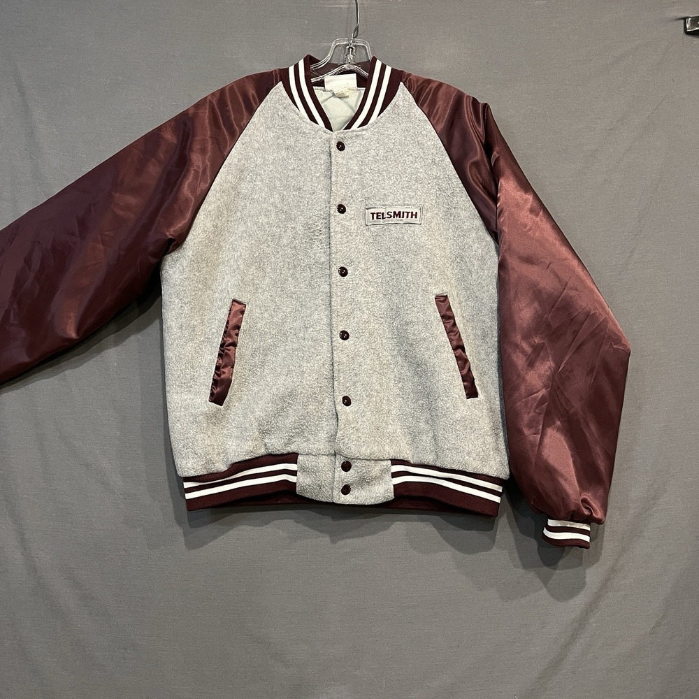 Vintage Hartwell Varsity Jacket Men's M‎ Gray Raglan Sleeves Quilted Lined USA